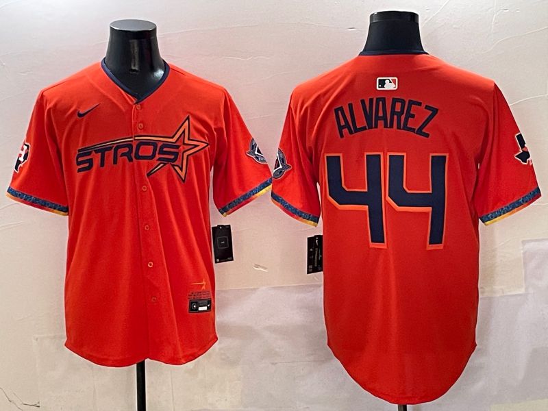 Men Houston Astros #44 Alvarez Orange Five generation Joint Name Nike 2025 MLB Jersey style 1